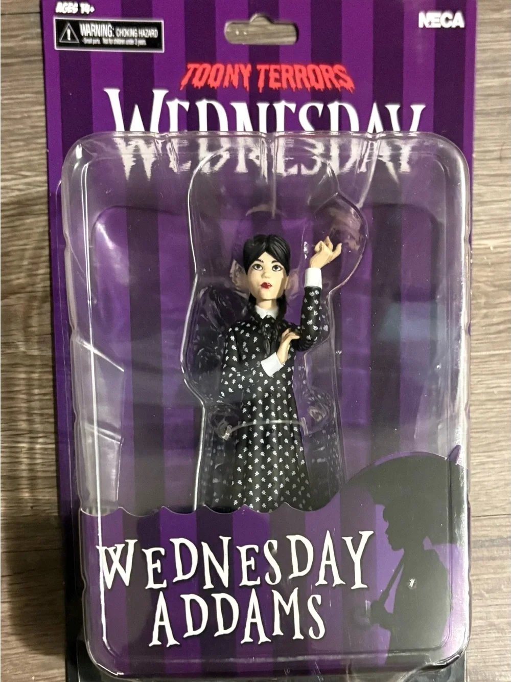 NECA Toony Terrors Wednesday Addams Figure - Black & White dotted dress